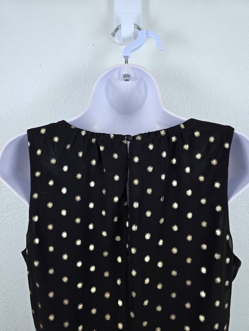 White House Black Market Black & Gold Metallic Polka Dot Embellished Blouse - S - Picture 9 of 16